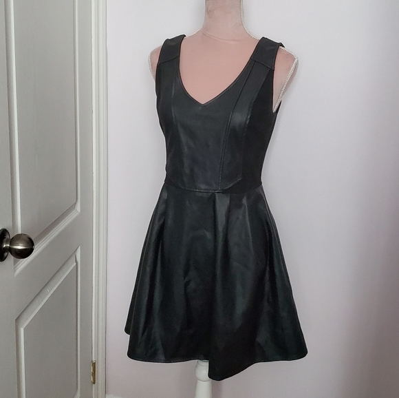Dynamite faux leather black dress sz M